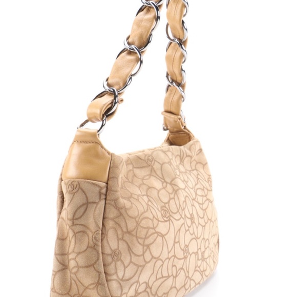 Chanel Camellia Embossed Suede & Leather Hobo Bag - Picture 8 of 9